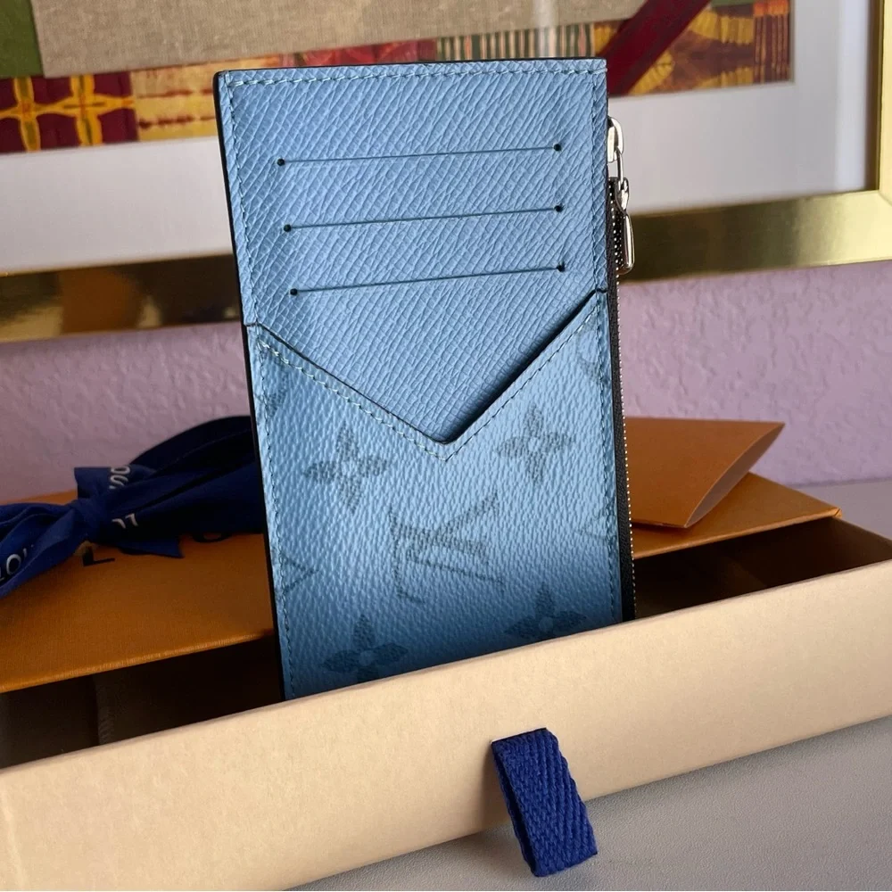 RARE 2020 Ghesquière Taigarama Coin Card Holder Wallet Blue Lagoon